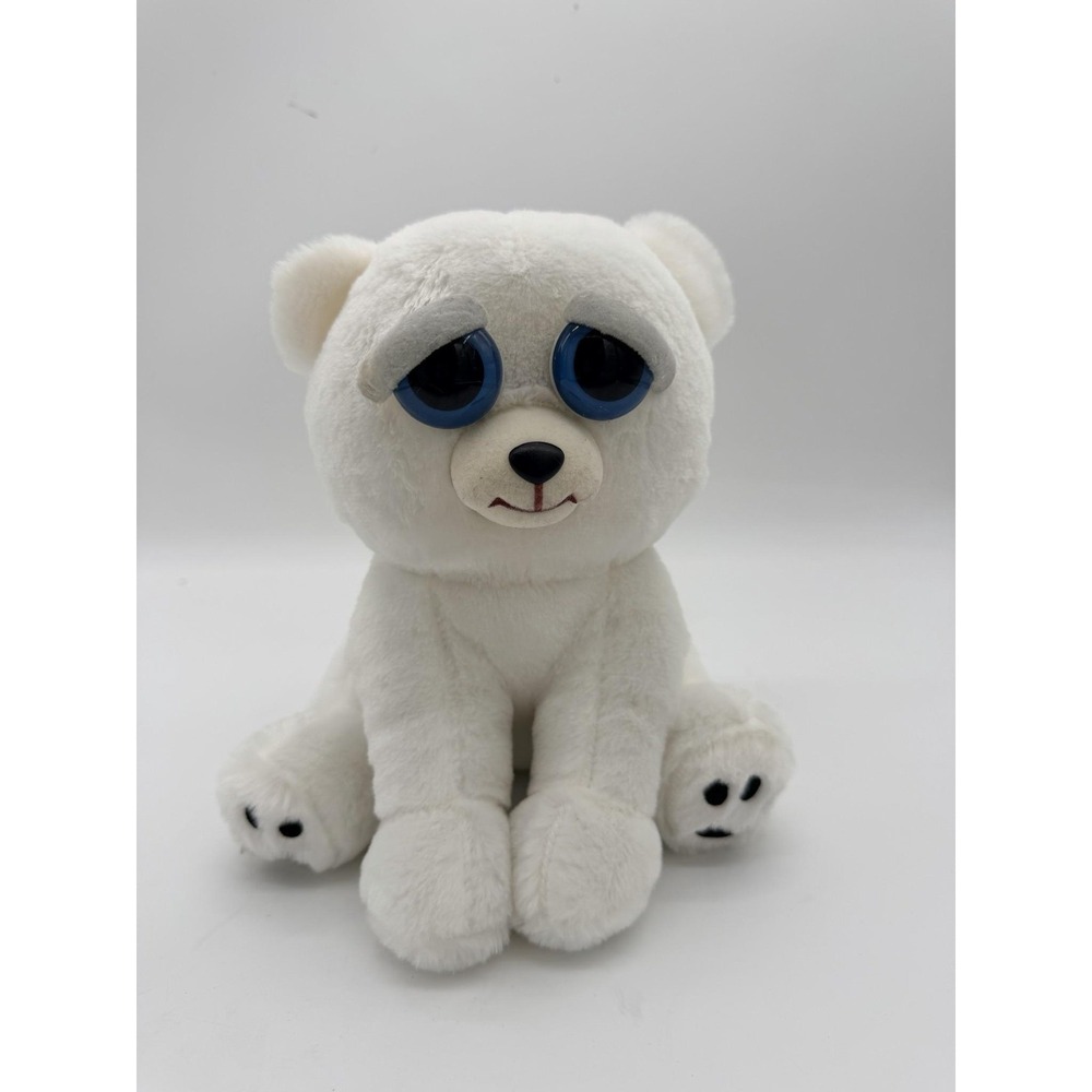 Feisty Pets White Bear Plush Stuffed Animal Toy Small Blue Eyes Cute Soft